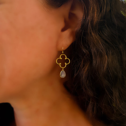Moonstone Flower Earrings