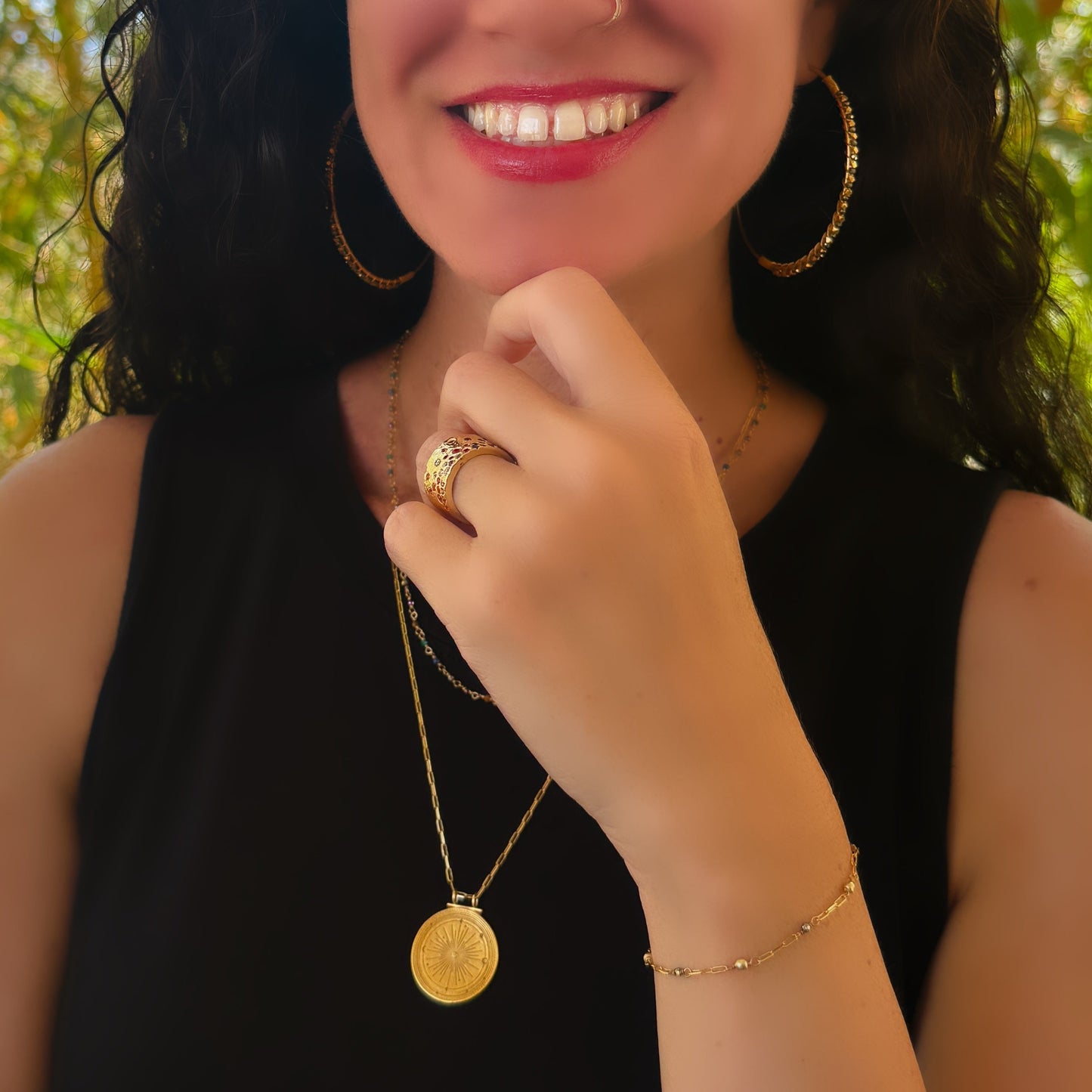 Pyrite Gemstone Hoop Earrings