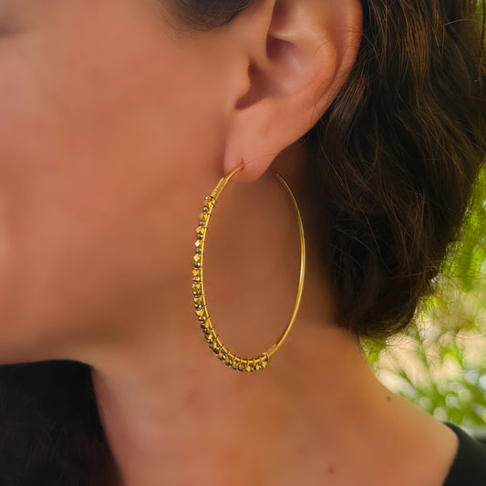 Pyrite Gemstone Hoop Earrings
