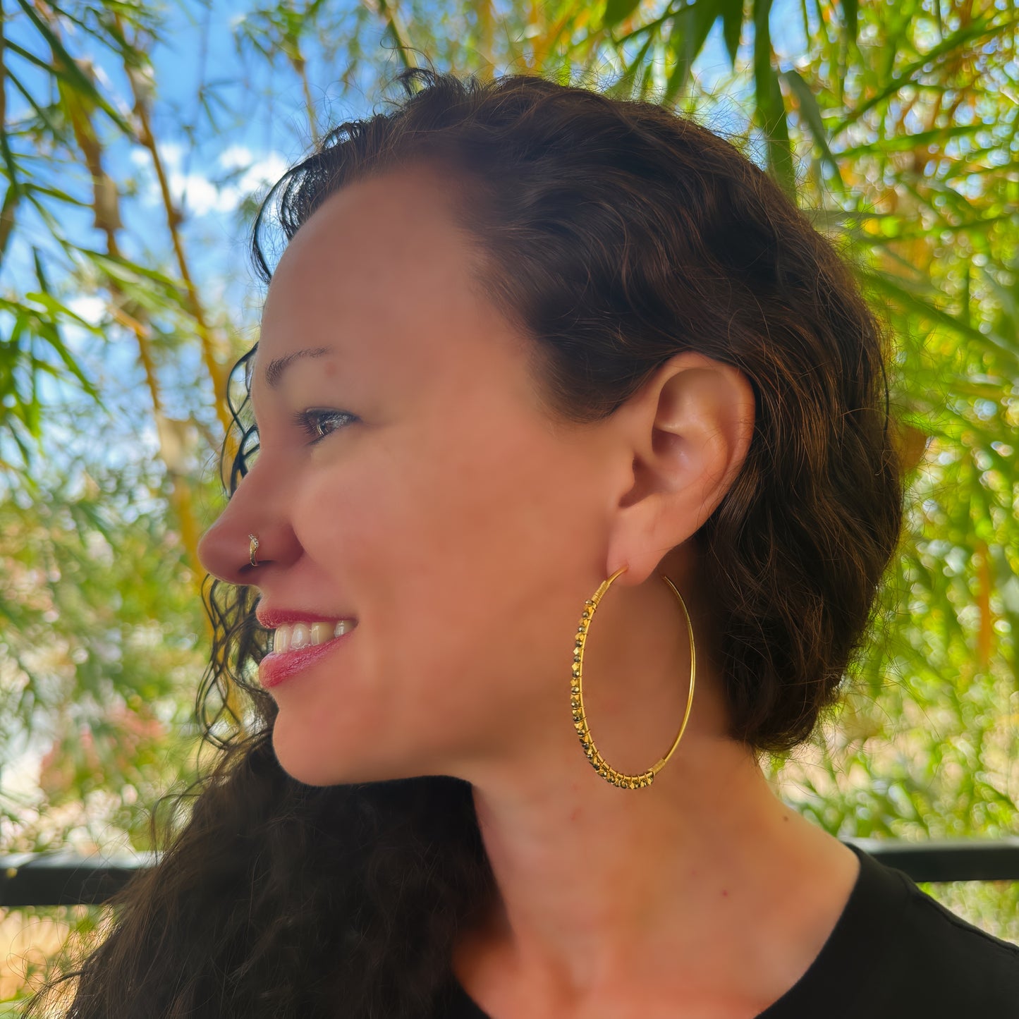 Pyrite Gemstone Hoop Earrings