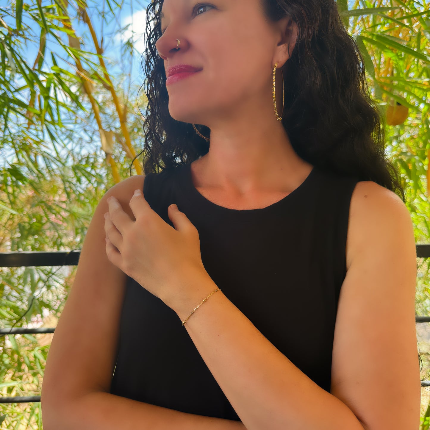 Pyrite Gemstone Hoop Earrings