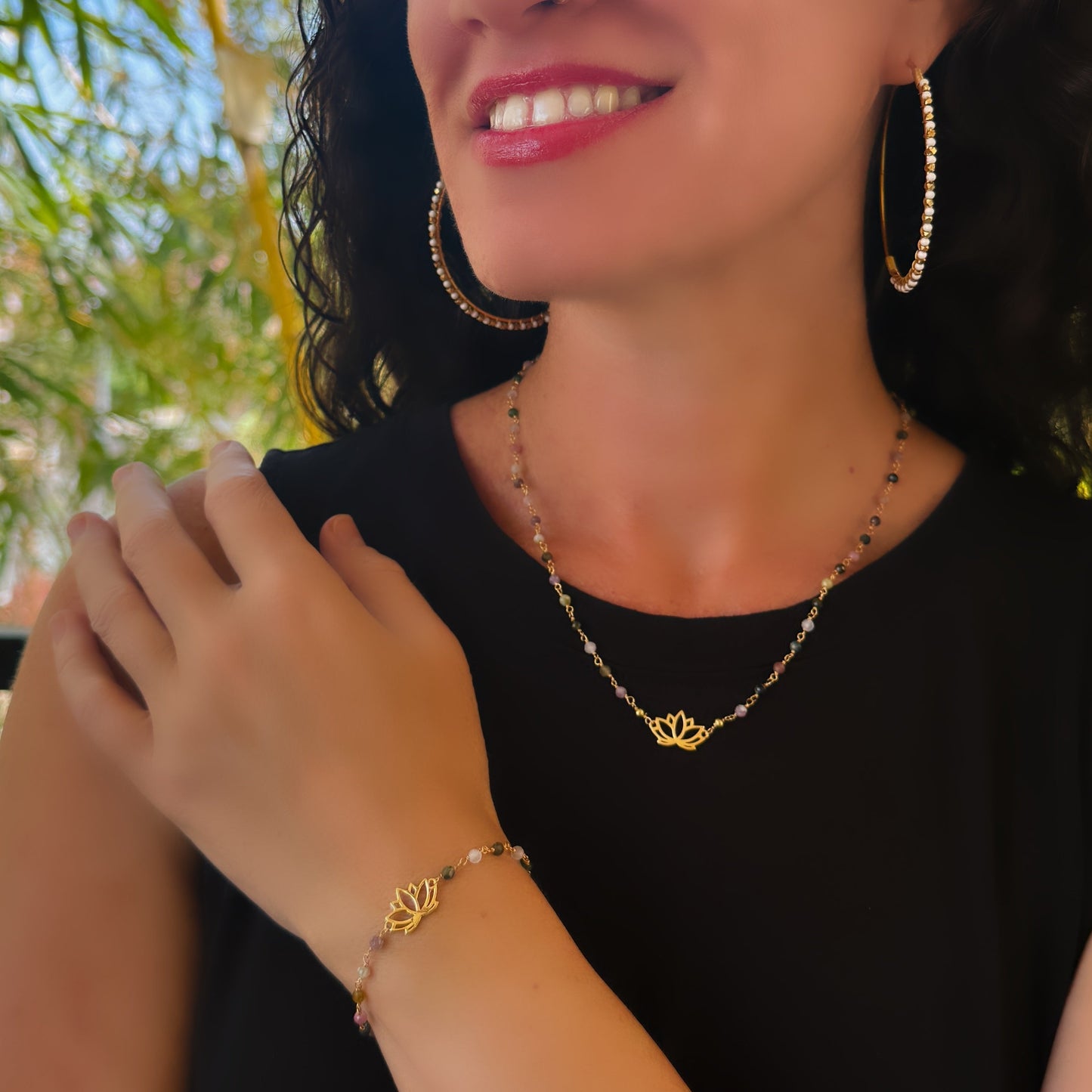 Lotus Tourmaline Necklace