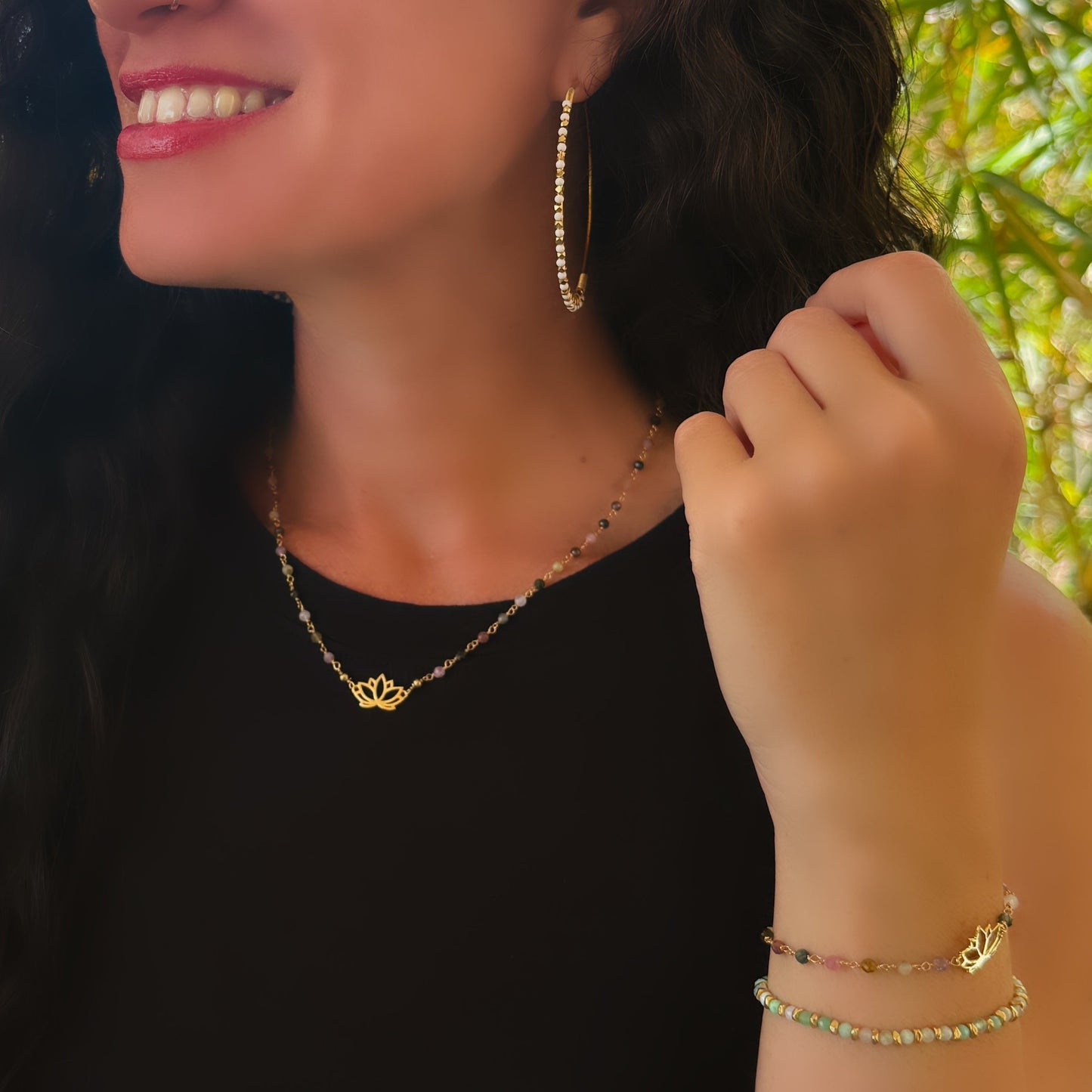 White Agate Gemstone Hoop Earrings