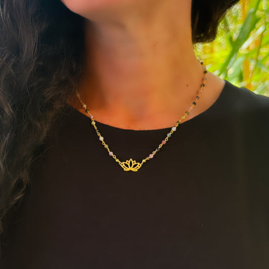 Lotus Tourmaline Necklace