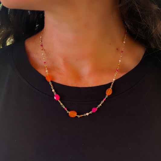 Pink Jade Multi-Stone Necklace