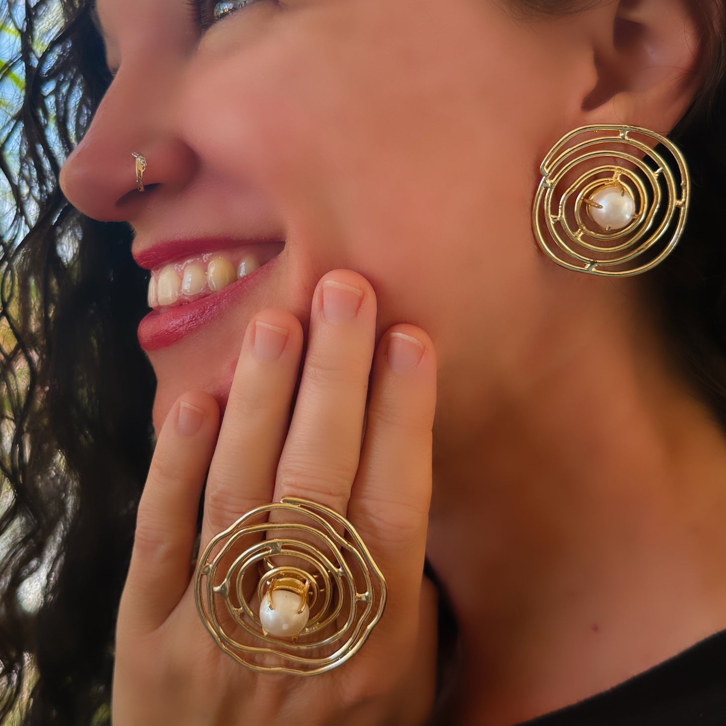 Pearl Web Earrings