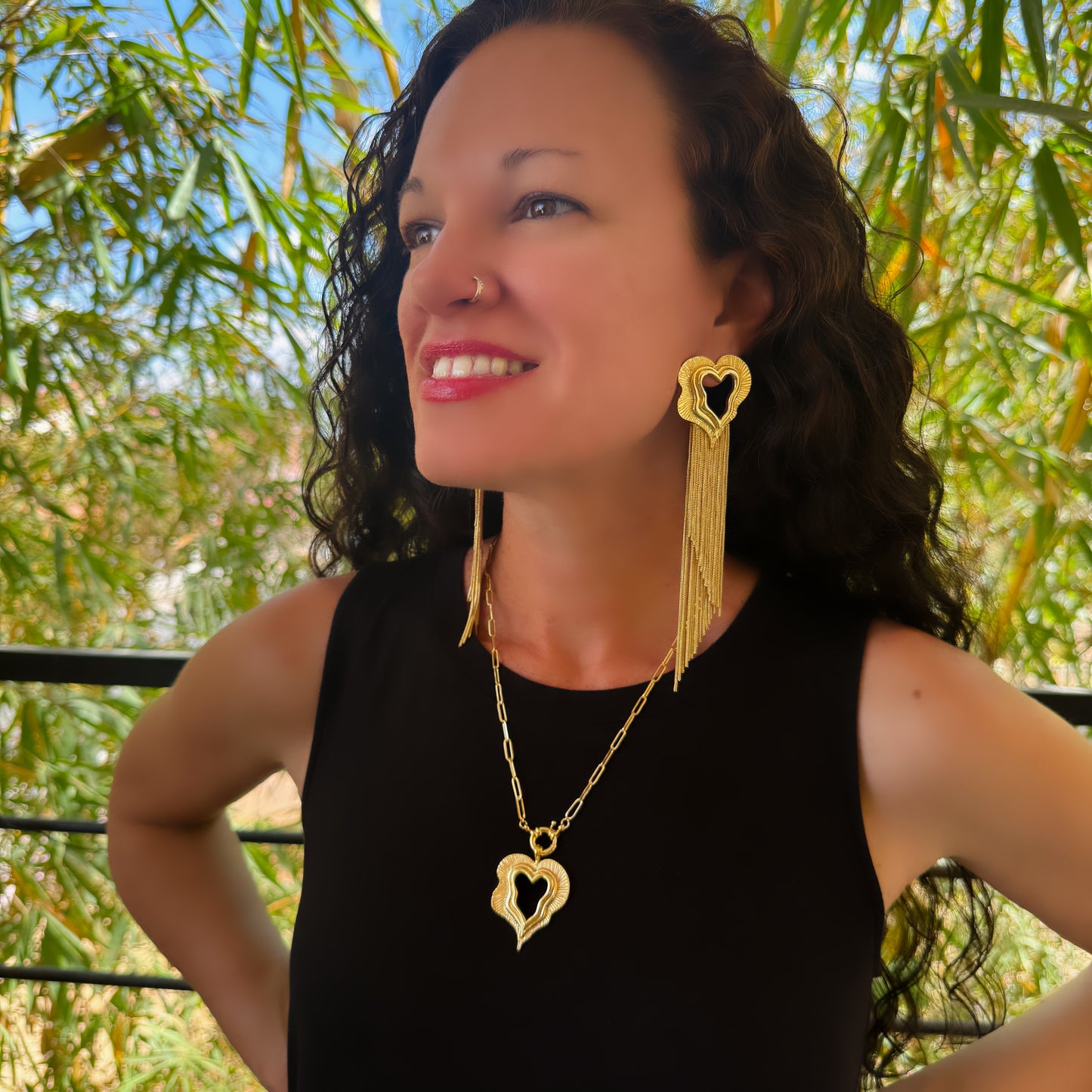 Brilliant Hearts Tassel Earrings