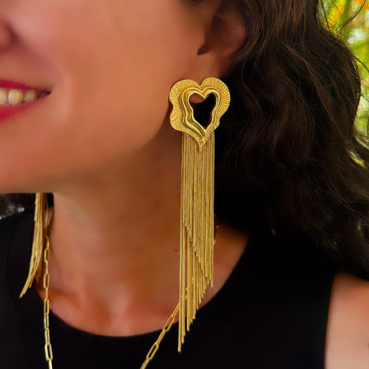 Brilliant Hearts Tassel Earrings