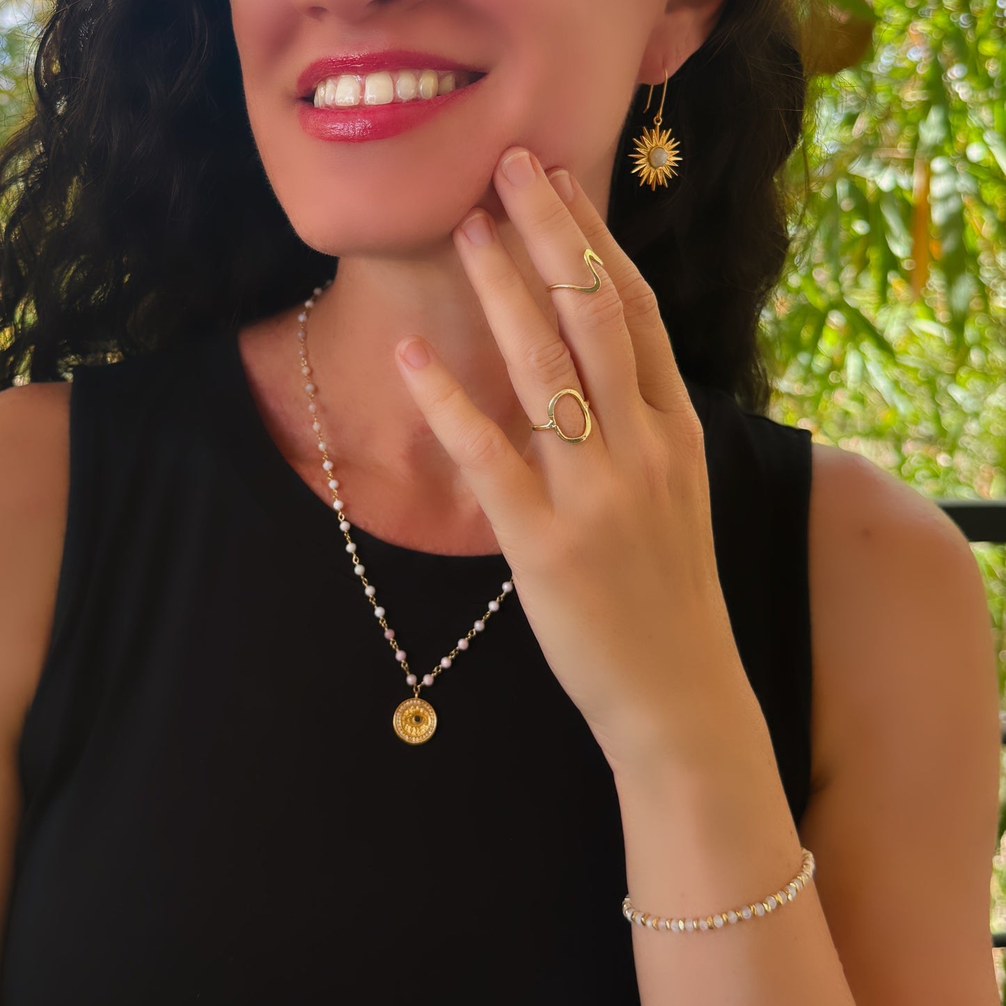 Moonstone Sun Earrings