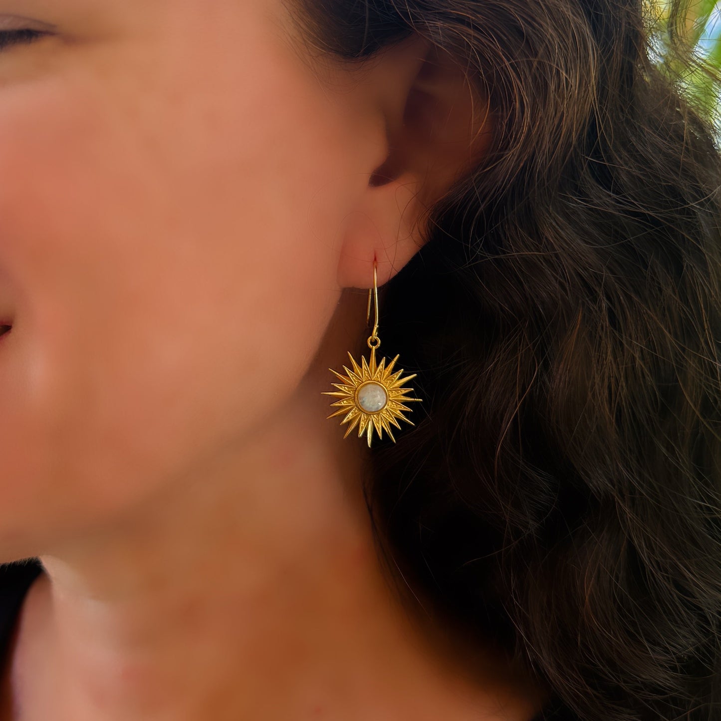 Moonstone Sun Earrings