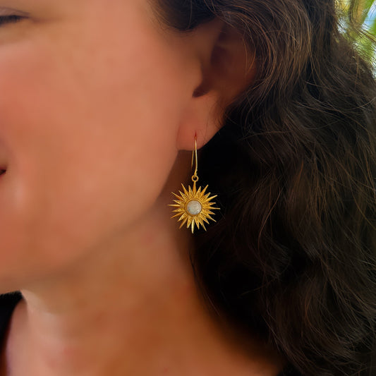 Moonstone Sun Earrings