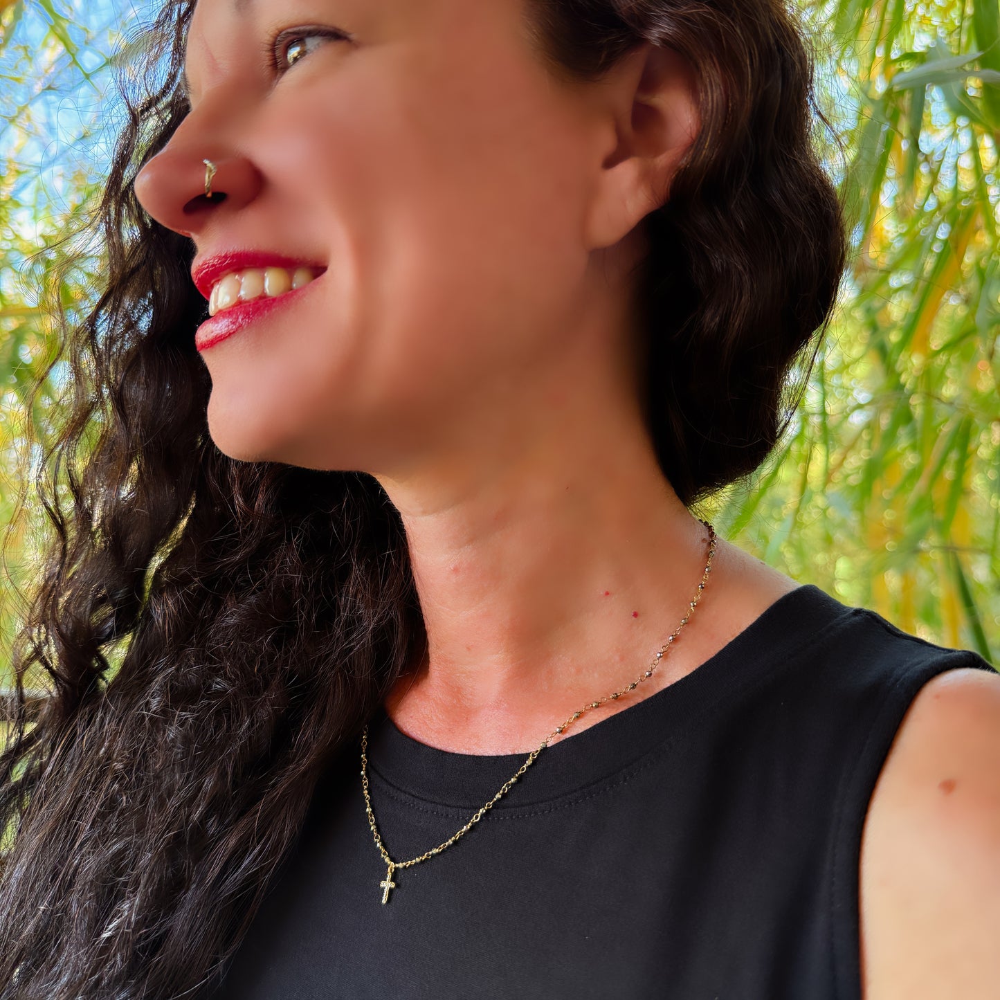 Pyrite Cross Necklace