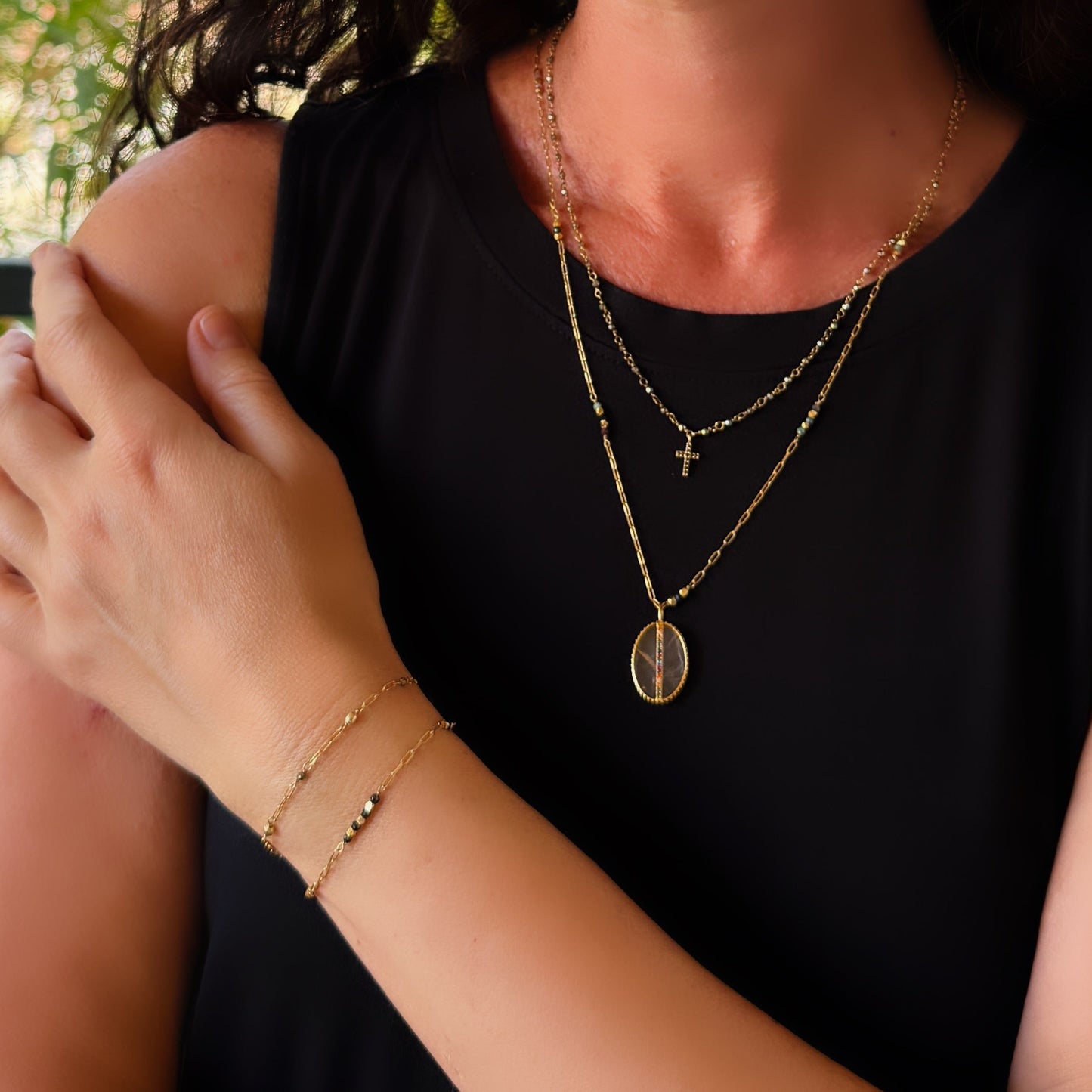 Pyrite Cross Necklace