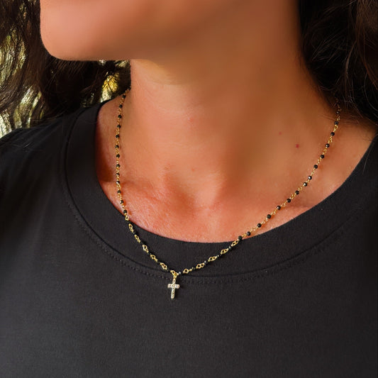 Black Onyx Cross Necklace