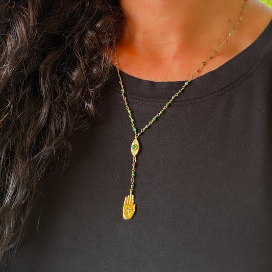 Ruby Zoisite Evil Eye Necklace