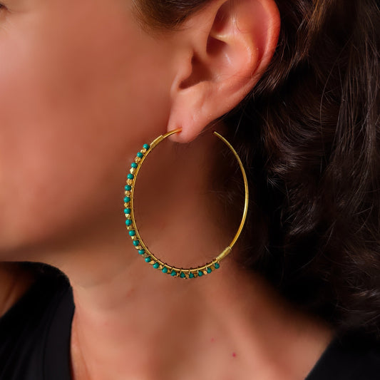 Turquoise Gemstone Hoop Earrings