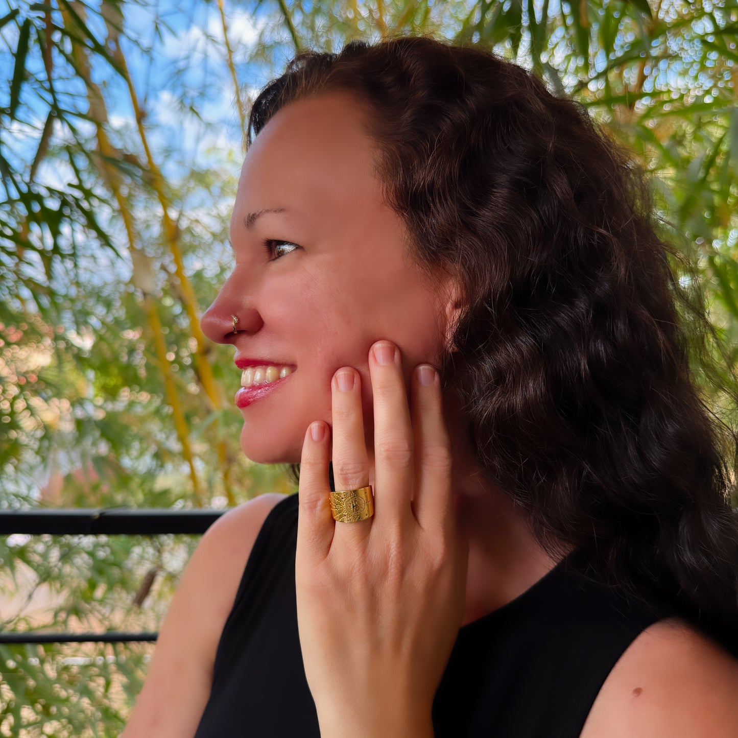 Black Spinel Cosmos Ring