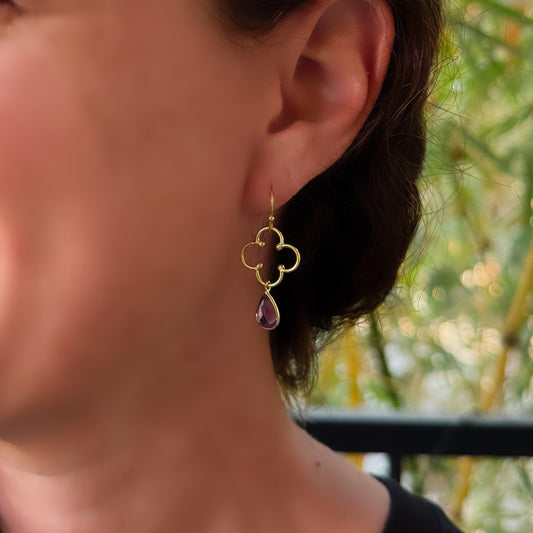 Amethyst Flower Earrings