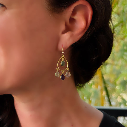 Gemstone Droplets Earrings