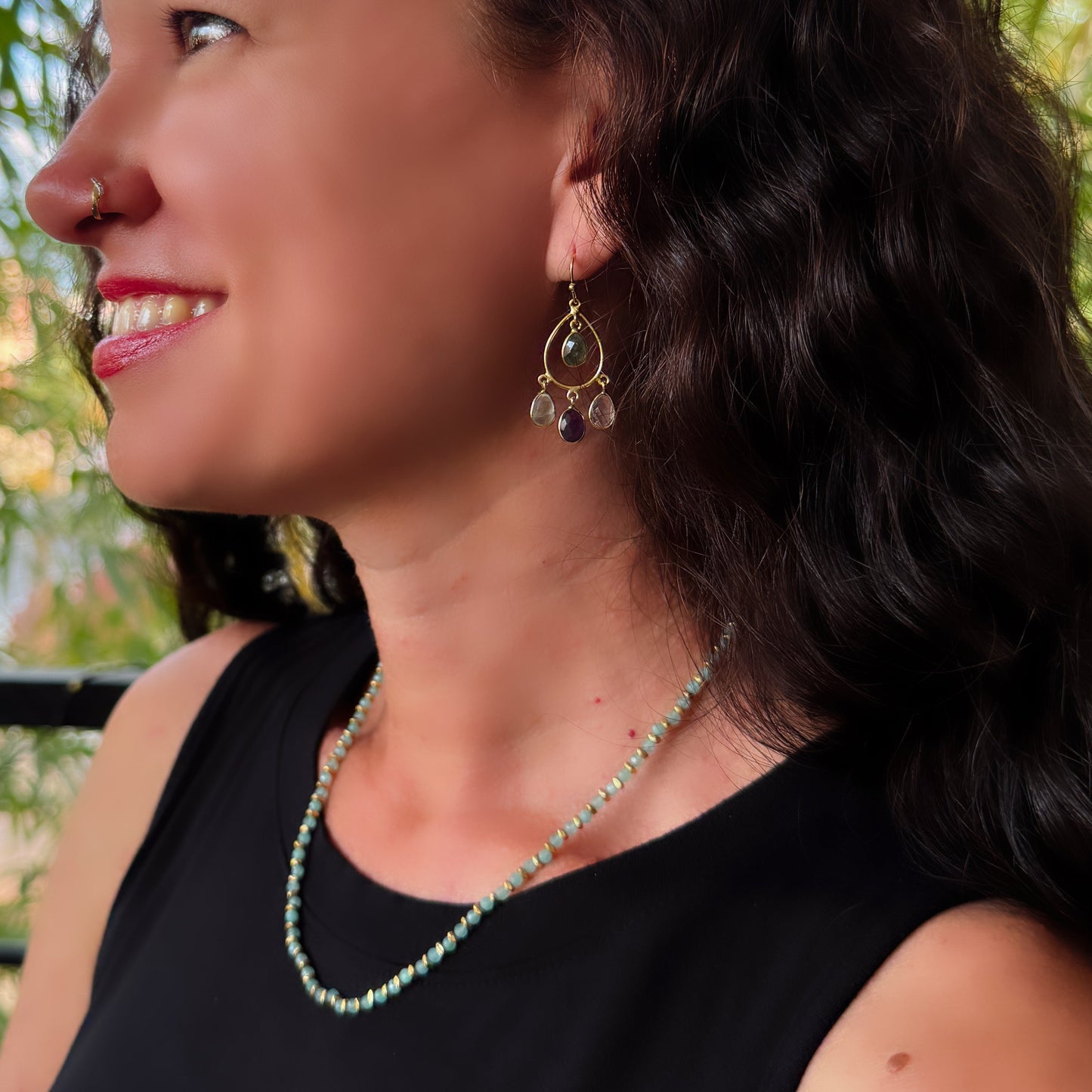 Gemstone Droplets Earrings