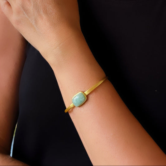 Cabochon Amazonite Cuff Bracelet