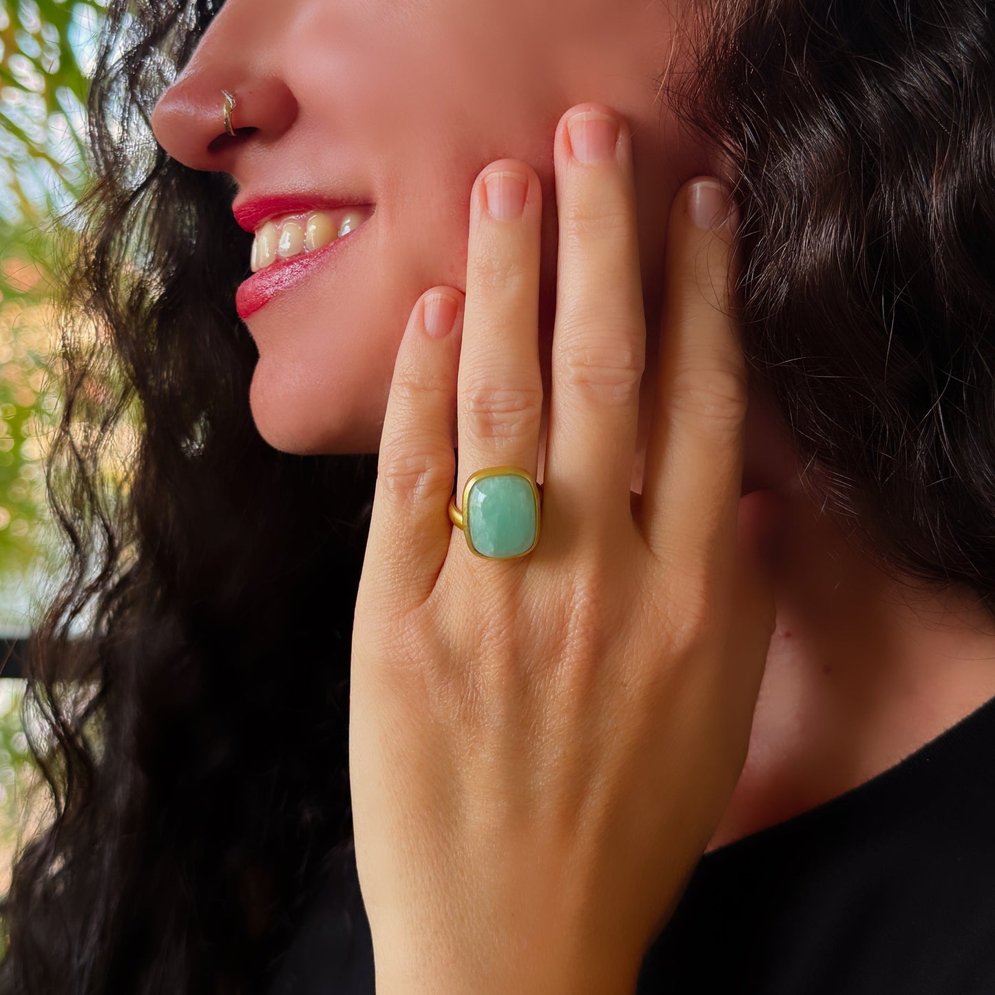Cabochon Amazonite Ring