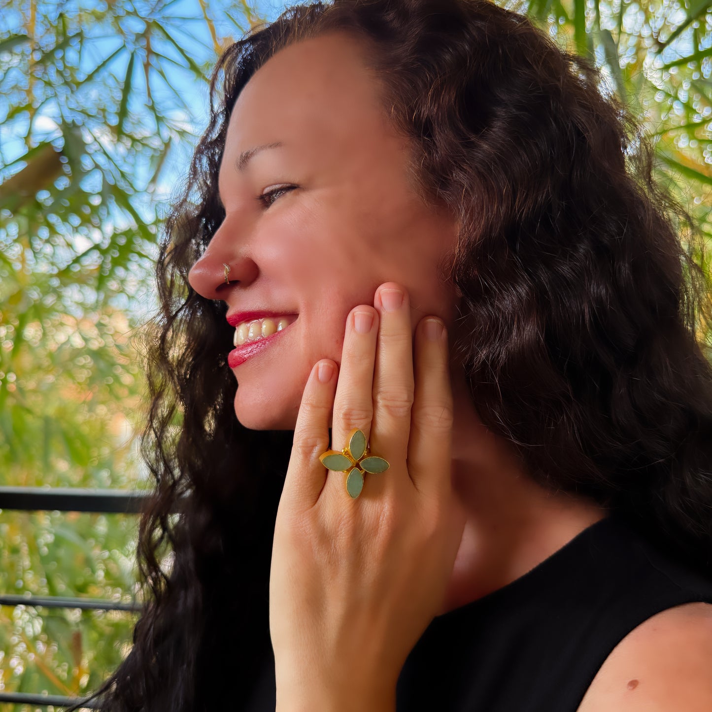 Amazonite Flower Ring