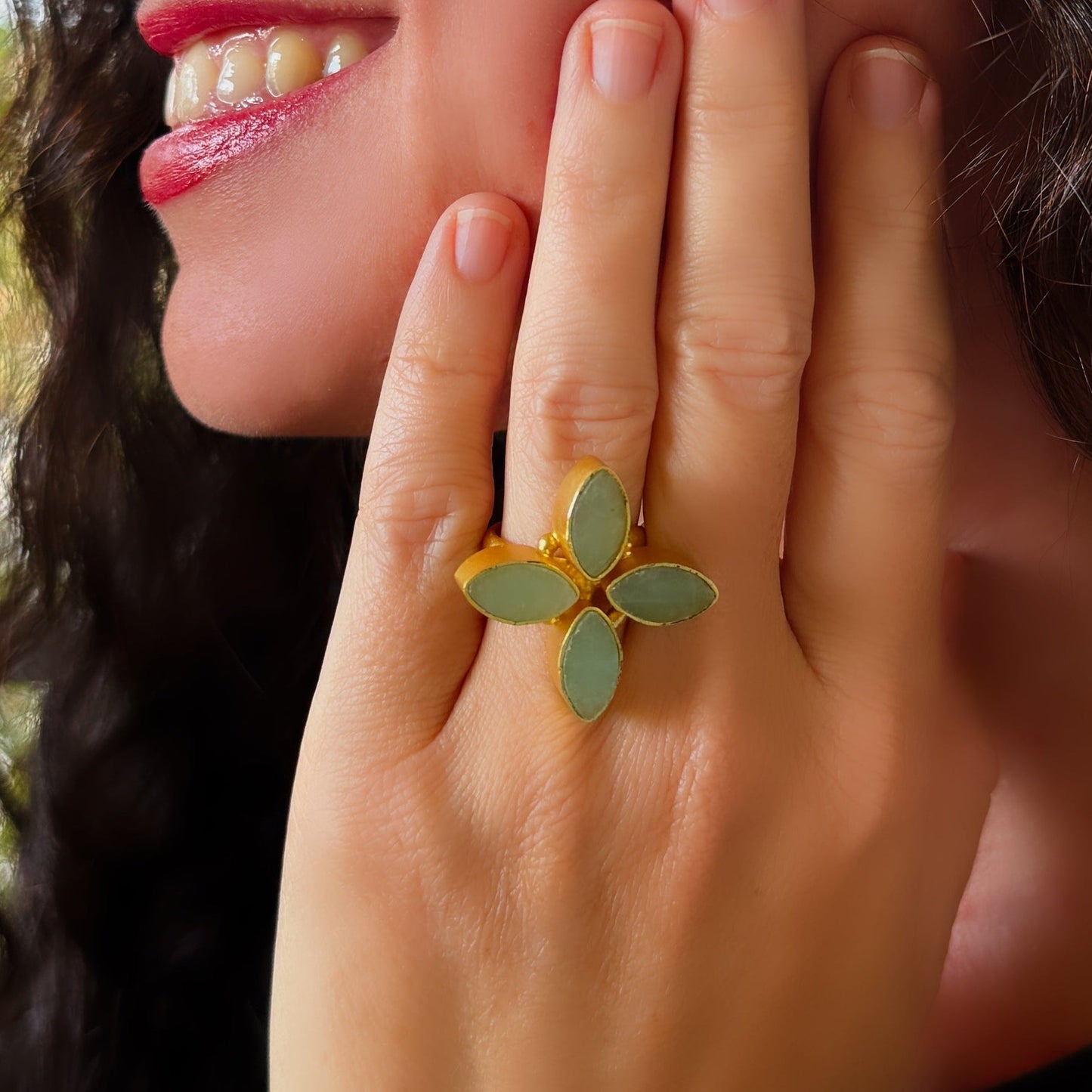 Amazonite Flower Ring