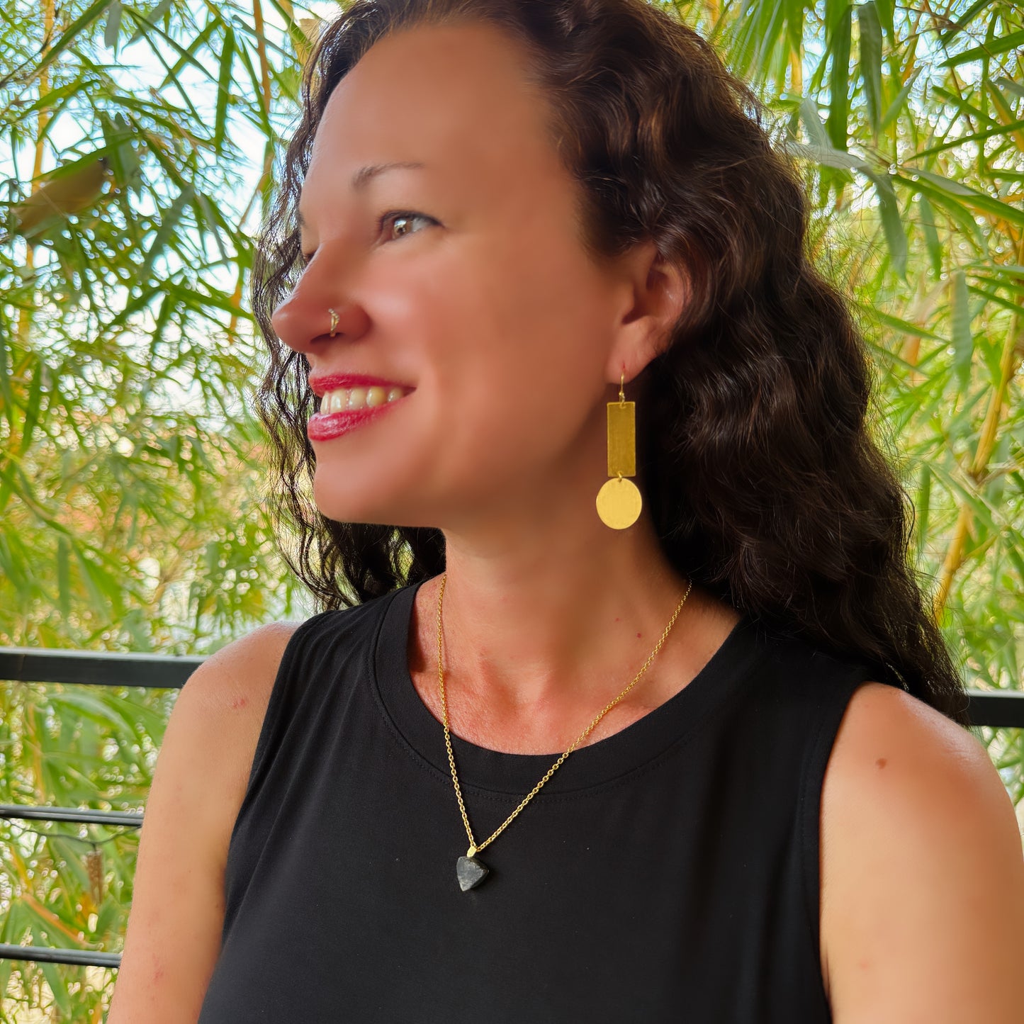 Black Routile Triangle Necklace