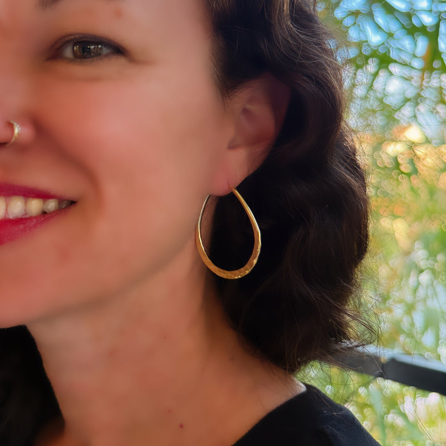 Vibrant Hammered Hoop Earrings